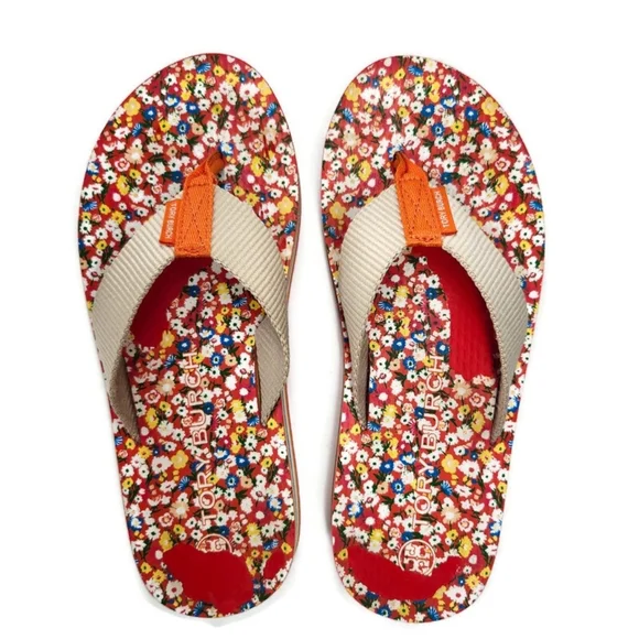 Tory Burch x Shishedo 70's Flatform Sprinkle Flowers & Rainbow Thong Flip-Flops - Picture 6 of 14